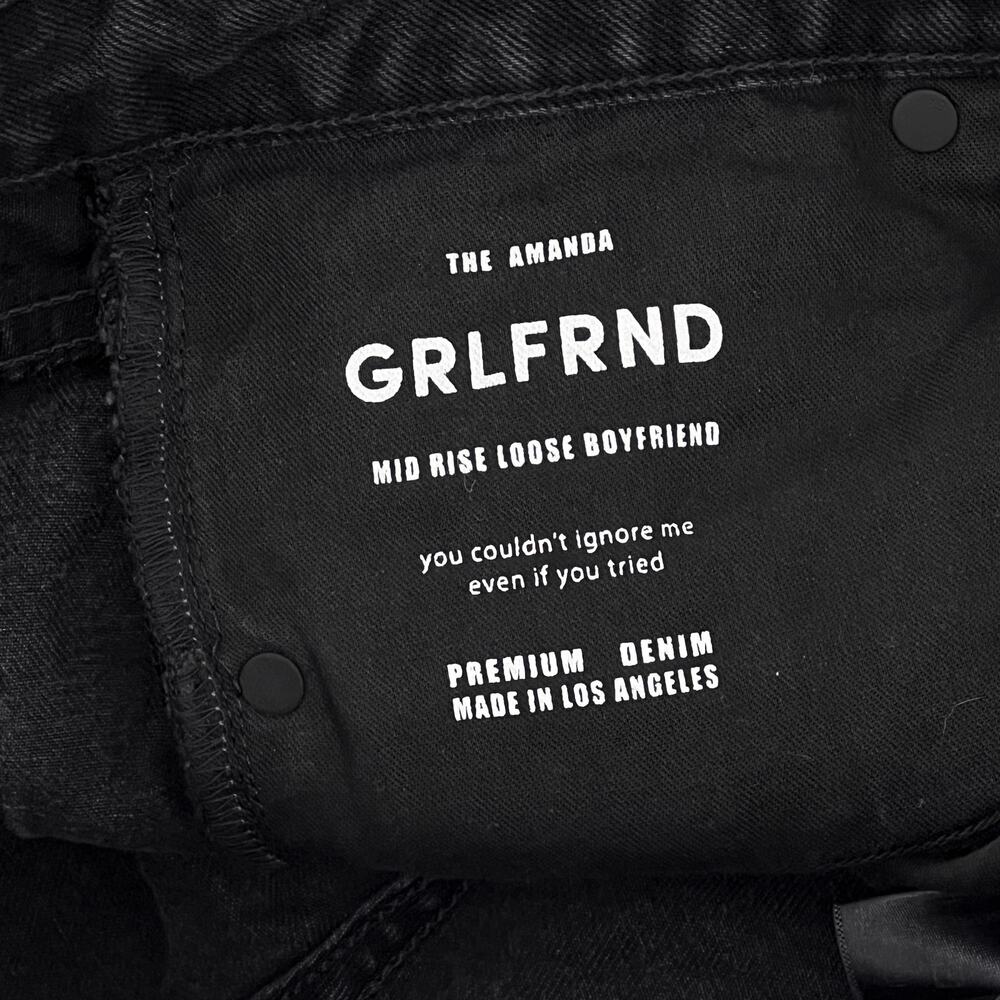 GRLFRND NWT The Amanda Boyfriend Jeans Downtown Black Women’s Size 27 Mid Rise - Picture 4 of 7